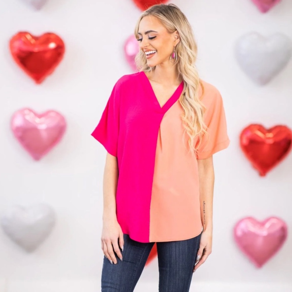 Haptics | Color Block V Neck Top